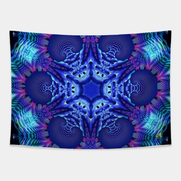 Blue Star Mandala Tapestry by Edward L. Anderson 