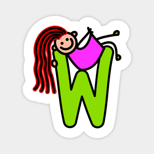 Letter W for girls alphabet Kids Colorful Cartoon Character Magnet