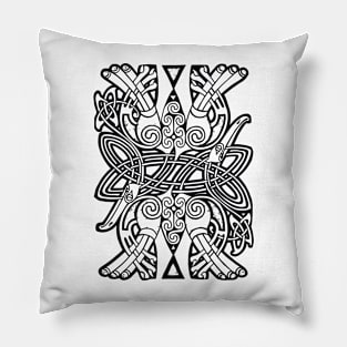 Viking tattoo black and white Pillow