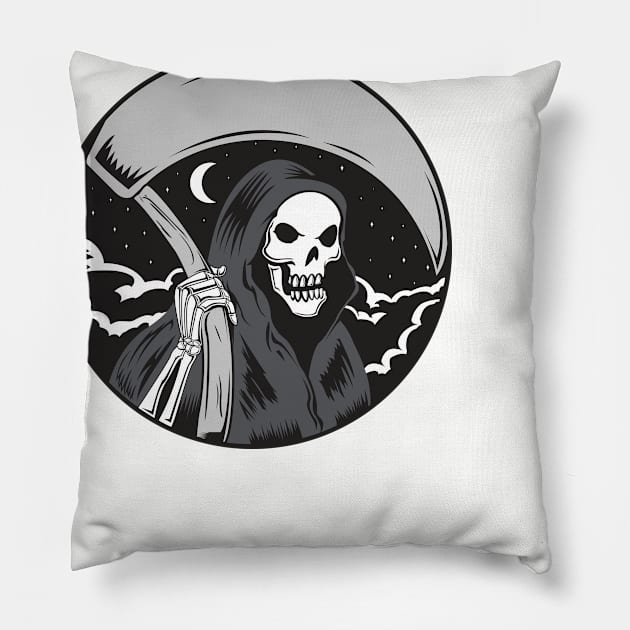 Grim Reaper in the Night Pillow by Joebarondesign