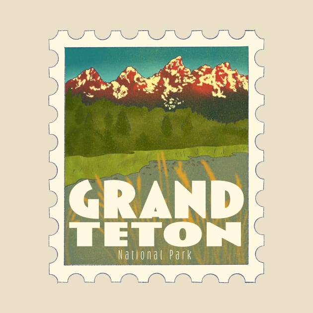 Grand Teton National Park Stamp by adrienne-makes