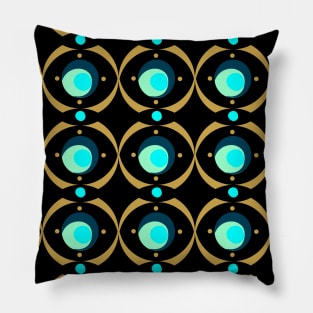 Beads and Scallops Repeat Gold on Black Pillow