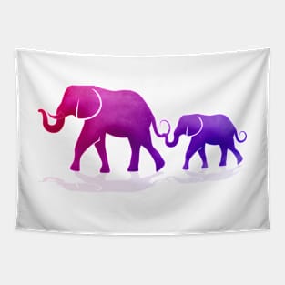 Pretty Pastel Momma and Baby Elephant Tapestry