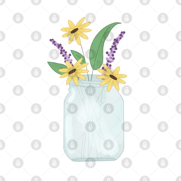 Mason Jar with Flowers by Veronica’s Illustrated World