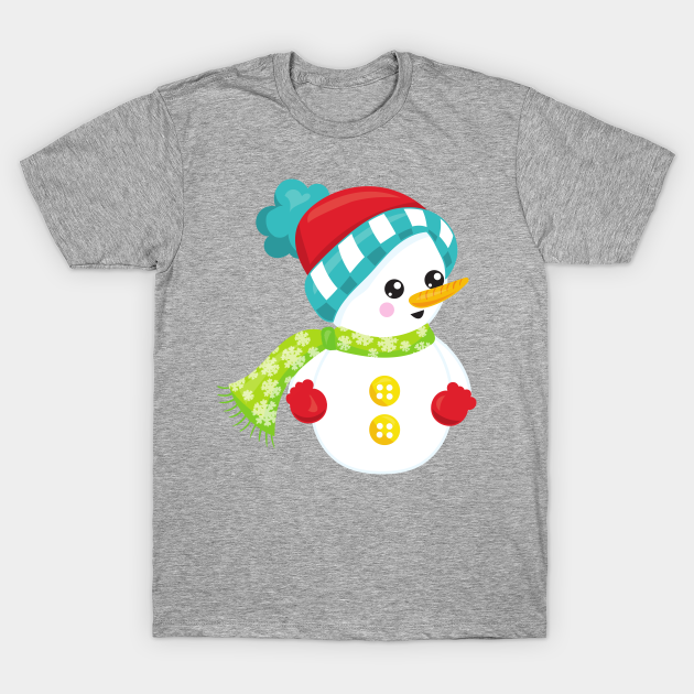 Discover Christmas Snowman, Hat, Scarf, Gloves, Carrot Nose - Christmas Snowman - T-Shirt