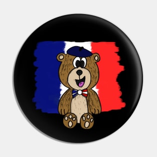 Bastille Day 14 July French Bear Tricolore Funny Pin