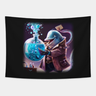 Mad dolphin scientist experimenting Tapestry