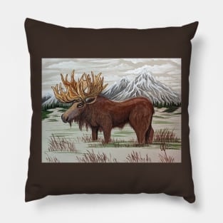 Majestic Moose in the Mountains Pillow