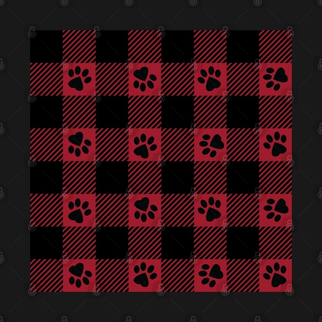 Red Paw Print Plaid by PLLDesigns