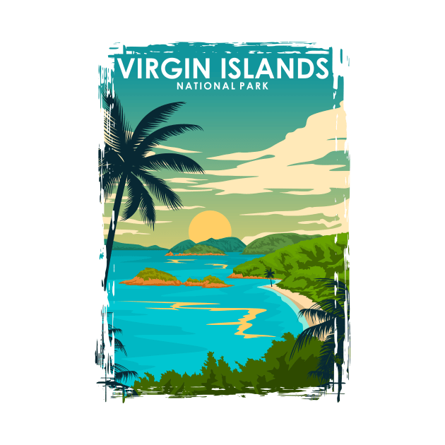 Virgin Islands National Park Vintage Travel Poster by jornvanhezik