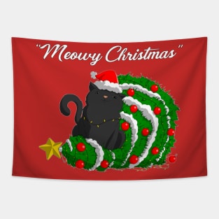 Meowy Christmas Tapestry