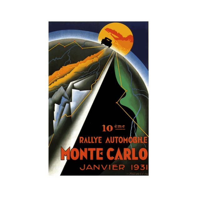 Monte Carlo Automotive Rallye, January 1931 Art Deco Poster Design by Naves