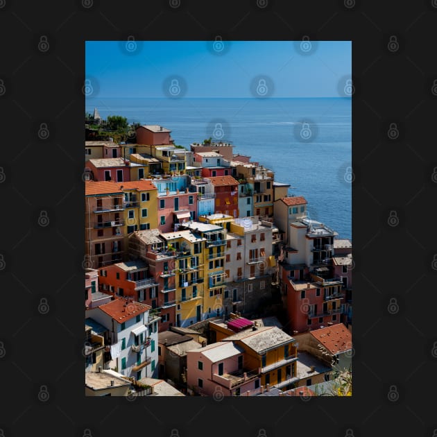 View on the cliff town of Manarola, one of the colorful Cinque Terre on the Italian west coast by Dolfilms