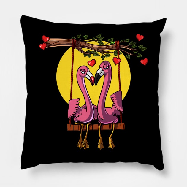 Flamingo Bird Couple Pillow by underheaven