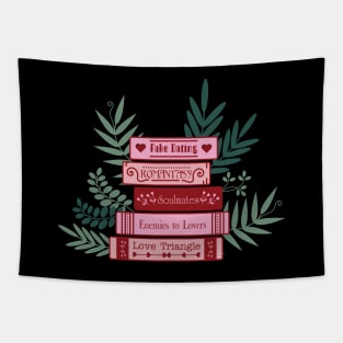 Bookish aesthetic | Romance tropes | Book stack Tapestry