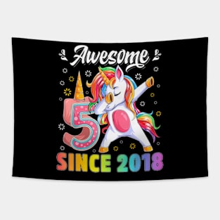 Awesome Dabbing Unicorn Birthday 5 Year Old Girl 5Th Tapestry