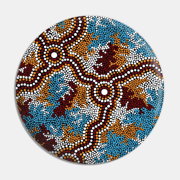 Aboriginal Art - Wetland Dreaming Pin by hogartharts