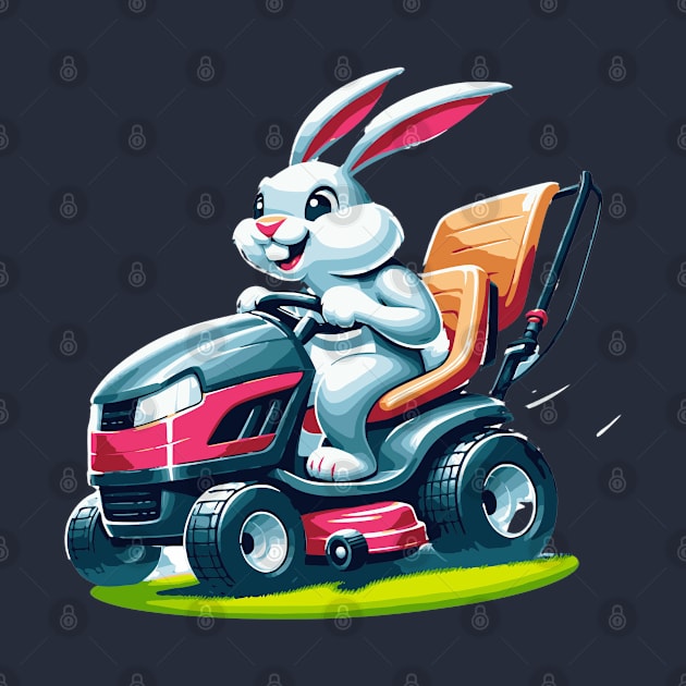 Easter Bunny Mowing the Lawn. by Gone Retrograde