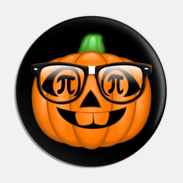 Pi Math Nerdy Pumpkin Emoji Nerd Glasses Jack O Lantern Pin by PnJ