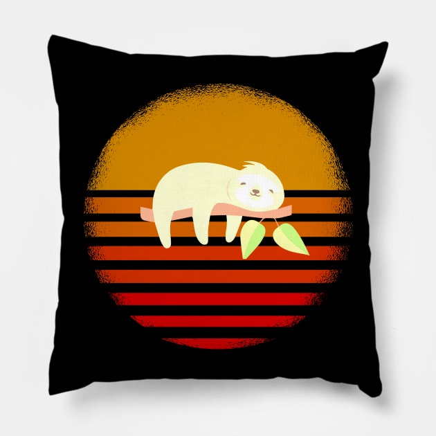 Cute Sloth Retro Pillow by Imutobi