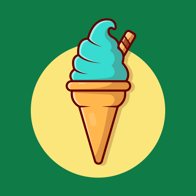 Ice Cream Cone Cartoon Vector Icon Illustration (5) by Catalyst Labs