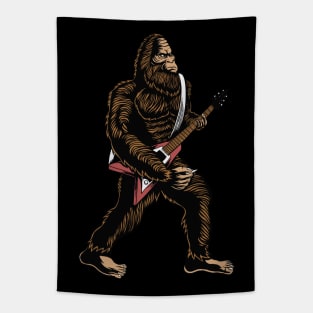 Rock & Roll Guitarist Bigfoot Playing Electric Guitar Tapestry