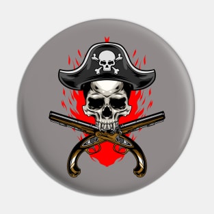 Skull Pirates Fire Guns Pin