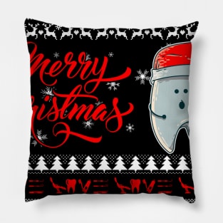 funny Chritsmas tooth with Santa hat shirt - Christmas dentist shirt - tooth merry Christmas gift dentist dental student dentistry Pillow