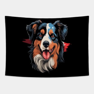 Patriotic Australian Shepherd Tapestry