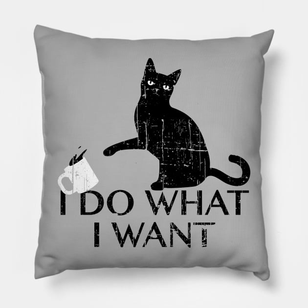 Vintage I Do What I Want Funny Black Cat Pillow by Mesrabersama