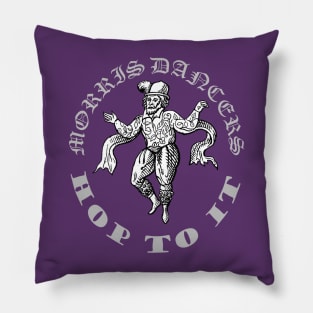 Morris Men Hop To It Fun Vintage Illustration Grey Text Pillow