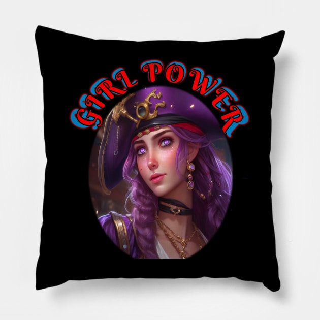 Girl power, purple pirate dancer Pillow by sailorsam1805