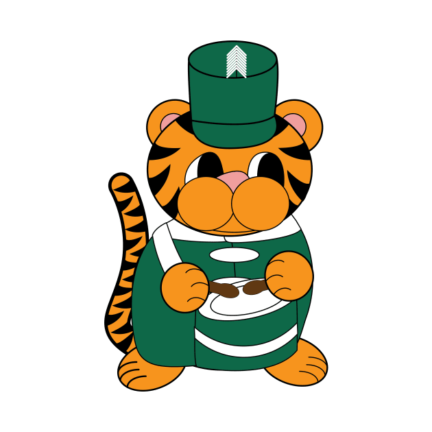 Marching Band Tiger Drum Green and White by Beautiful Cuteness