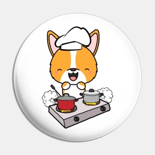 Funny corgi is cooking Pin