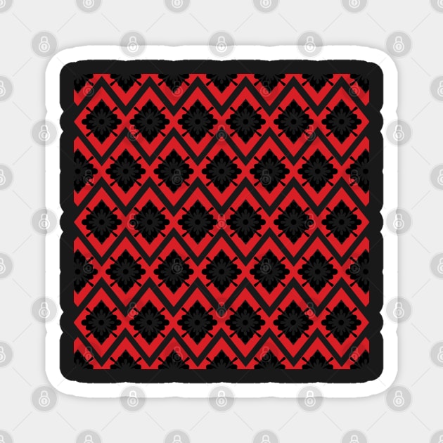 Red and black modern bohemian pattern Magnet by SamridhiVerma18