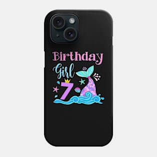 Kids Mermaid Girls 7Th Birthday 7 Years Old Mermazing Party Phone Case