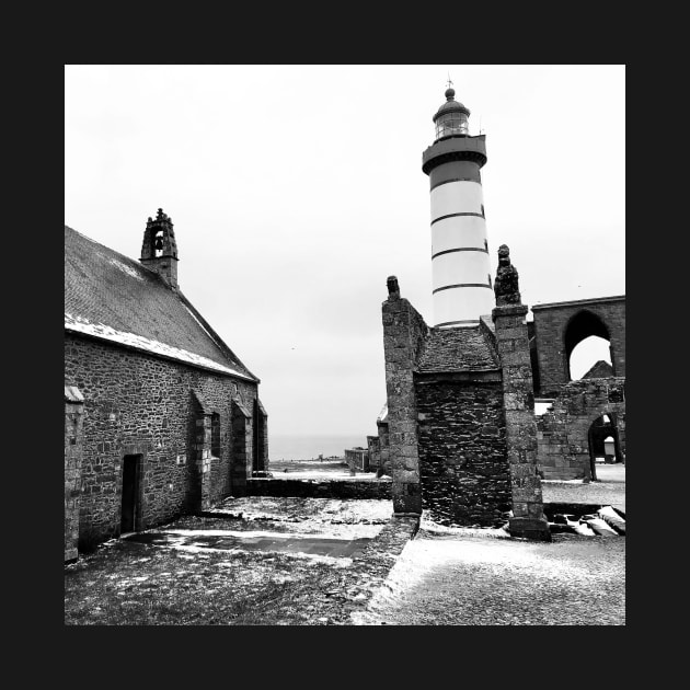 St Mathieu chapel and lighthouse in winter by rollier