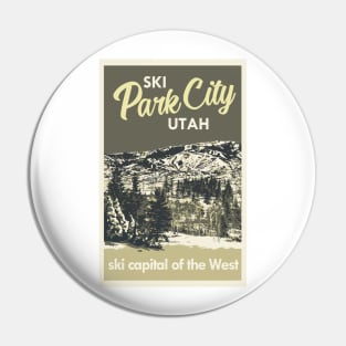 Grey Vintage Park City Utah Ski Poster Pin