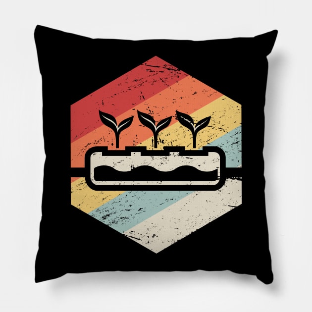 Retro Hydroponics Farming Farmer Pillow by MeatMan