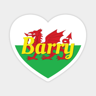 Barry Wales UK Wales Flag Heart Magnet