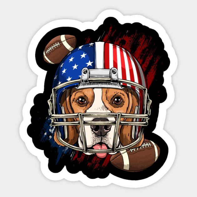 Beagle American Football Helmet USA Flag Game Day Dog Lovers