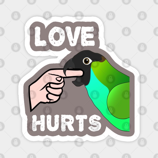 Love Hurts Nanday Conure Parrot Biting Magnet by Einstein Parrot