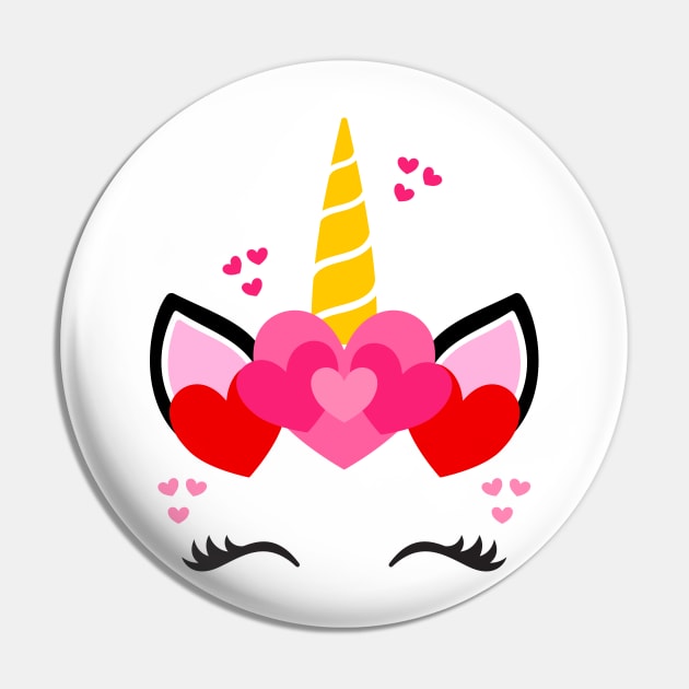 Cute Valentine's Day Unicorn Design for Girls - Magical Valentine's Day Heart Crown T-Shirt Pin by JPDesigns