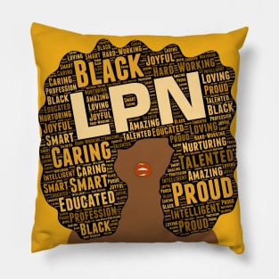 LPN Nurse Words in Afro Pillow