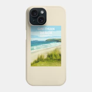 Gwithian Beach Cornwall UK Coast poster St Ives Phone Case