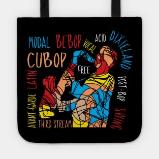 Jazz Saxophonist with Jazz Genres Tote