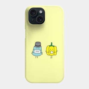 cute pepper bottle wearing mask with yellow pepper sneezing Phone Case