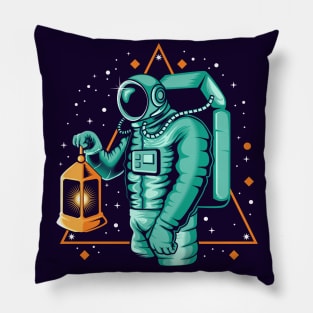 Lost Astronaut with Lantern Pillow