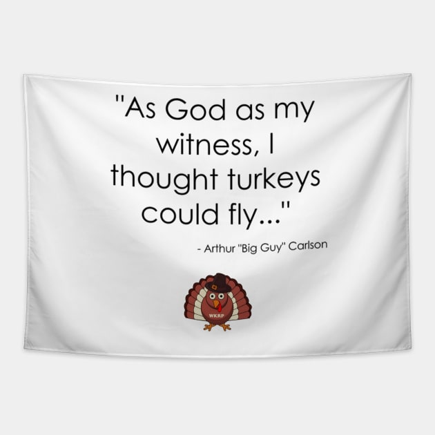 WKRP Thanksgiving Turkey Drop Tapestry by Discotish