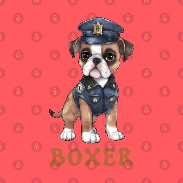 Boxer Dog in Police Uniform by PARABDI